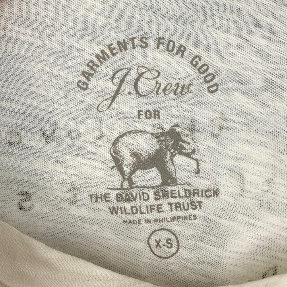 J.Crew T-Shirt Womens XS Cream Elephant Graphic David Sheldrick Wildlife Trust - Picture 2 of 6